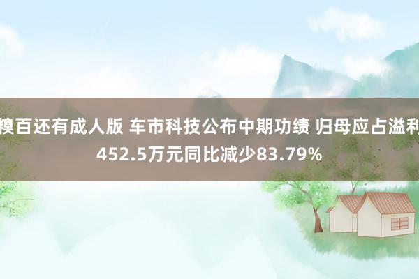 糗百还有成人版 车市科技公布中期功绩 归母应占溢利452.5万元同比减少83.79%