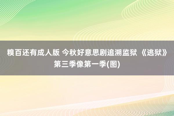 糗百还有成人版 今秋好意思剧追溯监狱 《逃狱》第三季像第一季(图)