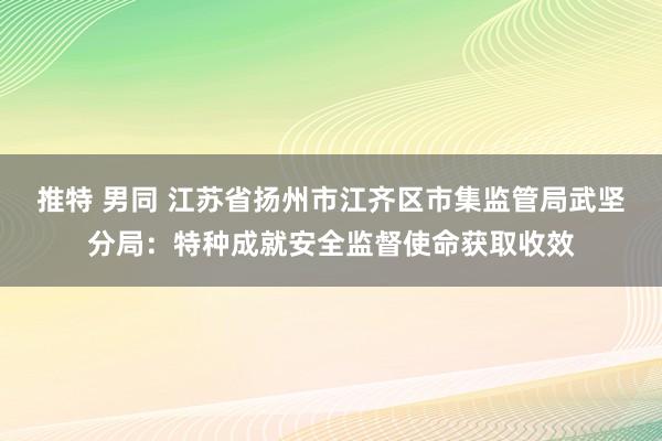 推特 男同 江苏省扬州市江齐区市集监管局武坚分局：特种成就安全监督使命获取收效